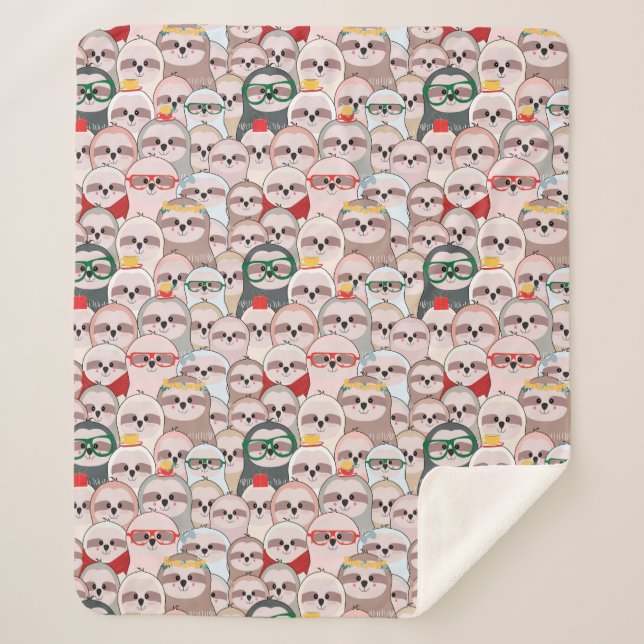 Sloth Comic Pattern Sherpa Blanket (Front)