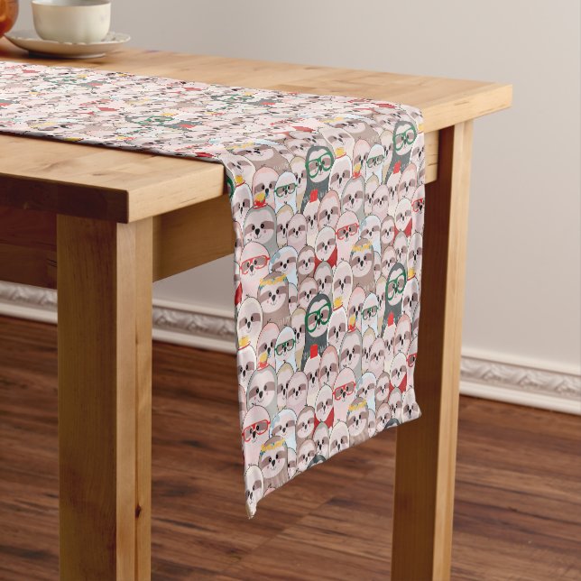 Sloth Comic Pattern Short Table Runner (In Situ)