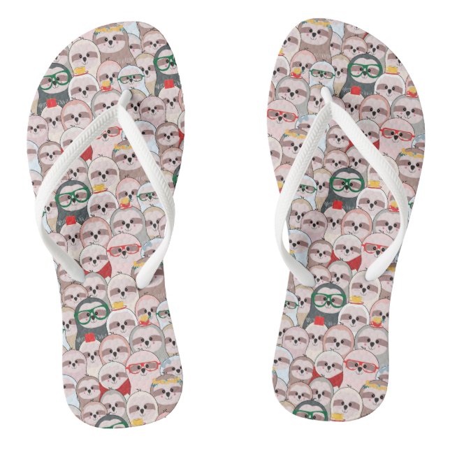 Sloth Comic Pattern Thongs (Footbed)