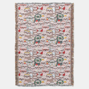 Sloth Comic Pattern Throw Blanket
