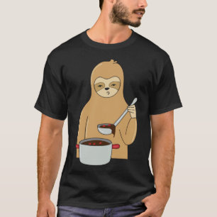 Sloth Cooking Cute Household Work Lazy Tired T-Shirt
