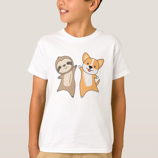 Sloth Corgi Dog Animal Lovers Sloth Dogs T-Shirt (Front)