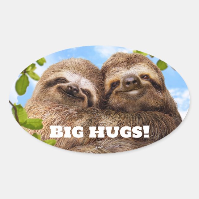 Sloth Couple Oval Sticker (Front)