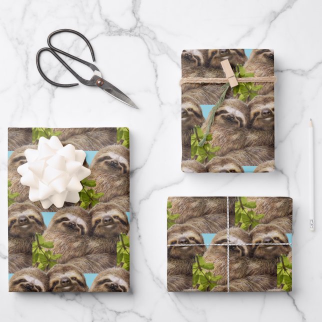 Sloth Couple Wrapping Paper Sheet (Front)