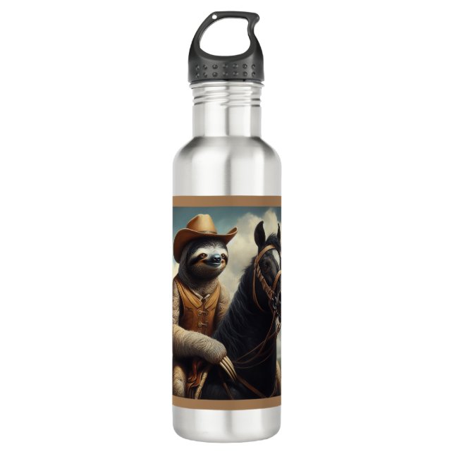 Sloth Cowboy 710 Ml Water Bottle (Front)