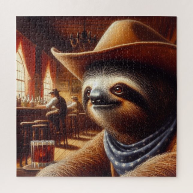 Sloth Cowboy in Saloon Jigsaw Puzzle (Vertical)