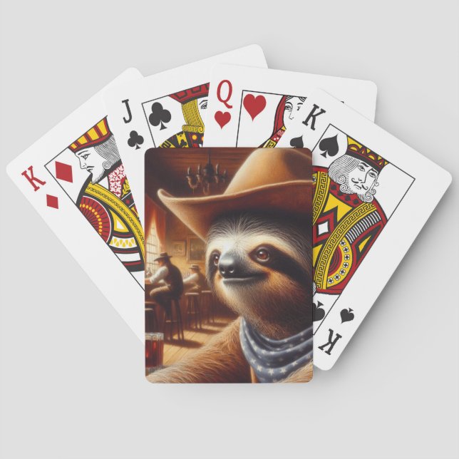 Sloth Cowboy in Saloon Playing Cards (Back)