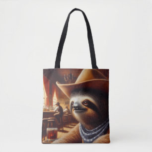 Sloth Cowboy in Saloon Tote Bag