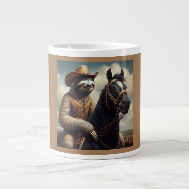 Sloth Cowboy Large Coffee Mug (Front)