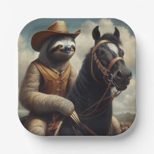 Sloth Cowboy Paper Plate