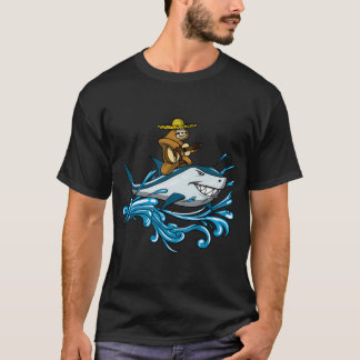 Sloth Cowboy Riding Shark T-Shirt