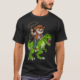 Sloth Cowboy Riding T-Rex Dinosaur T-Shirt