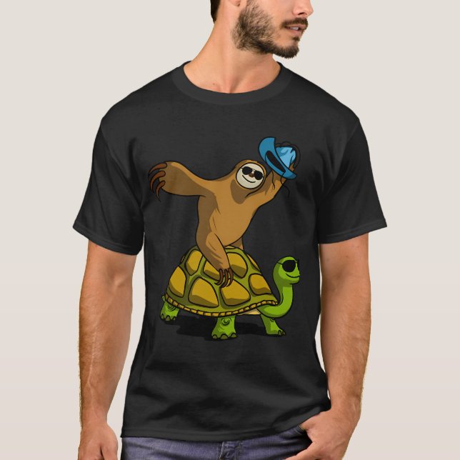 Sloth Cowboy Riding Turtle T-Shirt (Front)