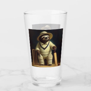 Sloth Cricket Player Glass