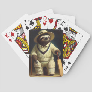 Sloth Cricket Player Playing Cards