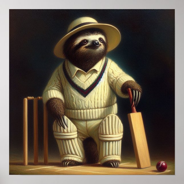 Sloth Cricket Player Poster (Front)