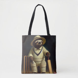 Sloth Cricket Player Tote Bag