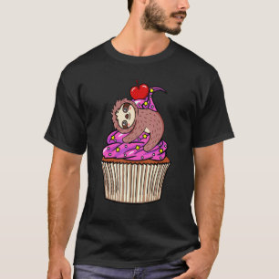 Sloth Cupcake Birthday Party Hat Bday Lazy Animal T-Shirt