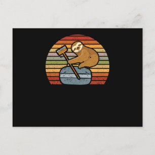 Sloth Curling Team Funny Ice Winter Sports Animal Postcard