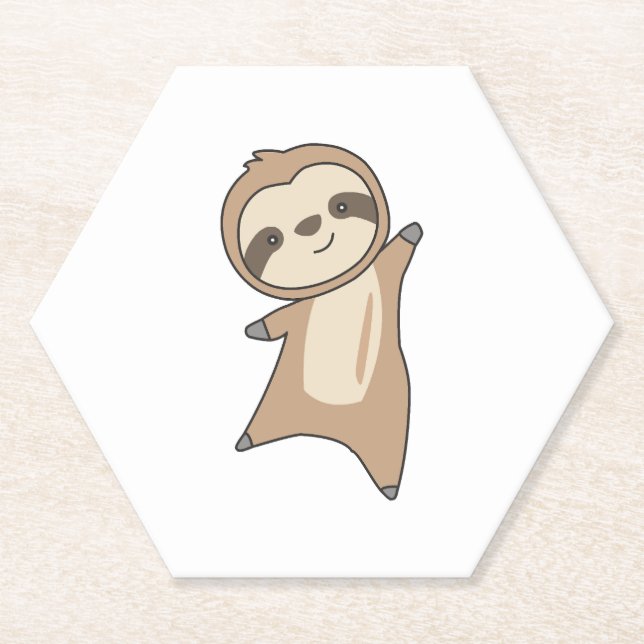 Sloth Cute Animals For Kids Funny Sloths Paper Coaster (Front)