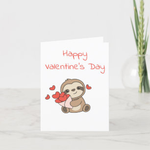 Sloth Cute Animals With Hearts Favourite Animal Holiday Card