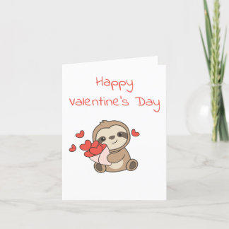 Sloth Cute Animals With Hearts Favourite Animal Holiday Card
