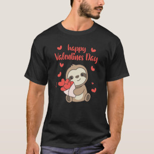 Sloth Cute Animals With Hearts happy Valentine's D T-Shirt