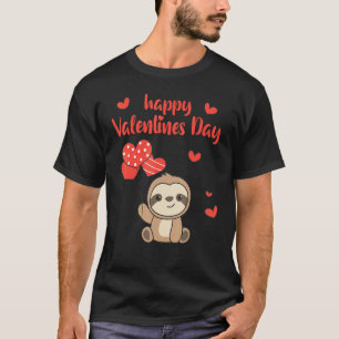 Sloth Cute Animals With Hearts happy Valentine's D T-Shirt