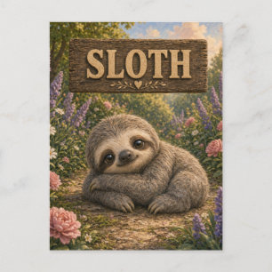 Sloth Cute Baby Storybook Nursery Animal Postcard