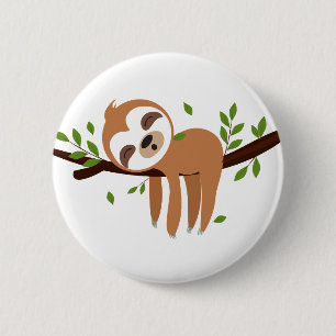 sloth, cute sloth, animal illustration 6 cm round badge
