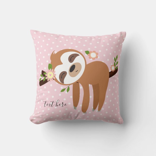 sloth, cute sloth, animal illustration cushion (Front)