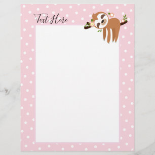 sloth, cute sloth, animal illustration custom letterhead