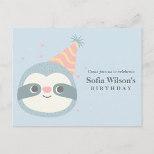 sloth, cute sloth, animal illustration invitation postcard
