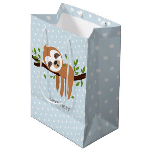 sloth, cute sloth, animal illustration medium gift bag