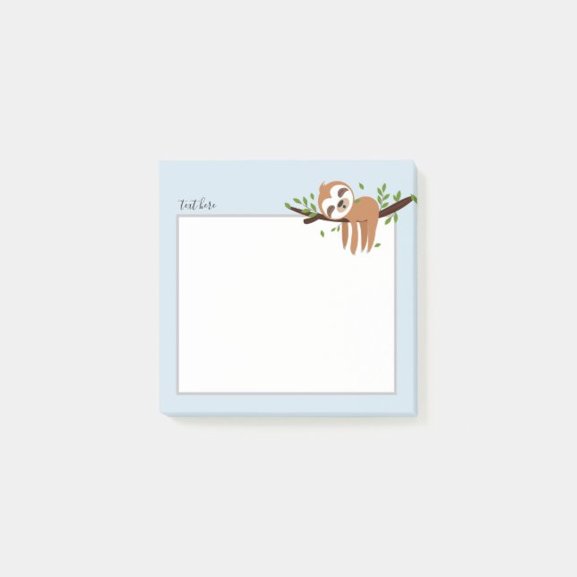 sloth, cute sloth, animal illustration post-it notes (Front)