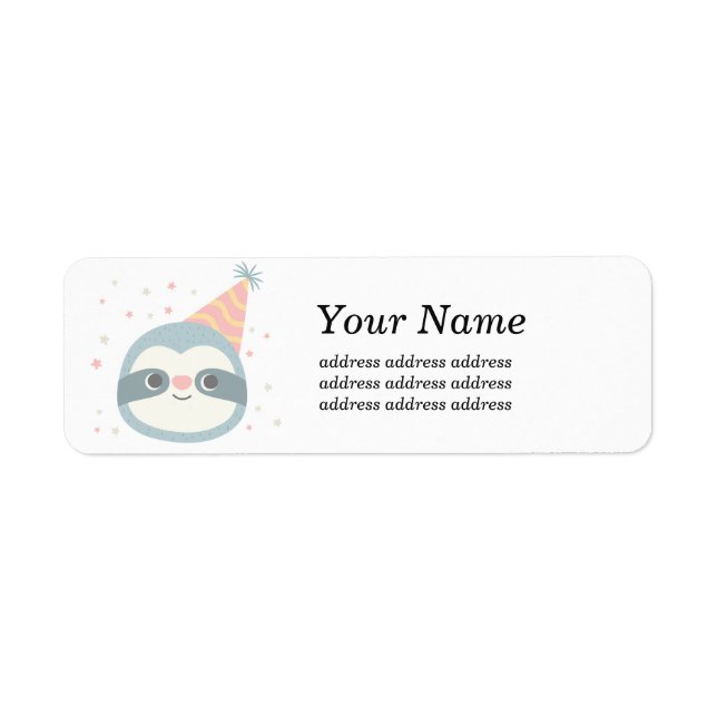 sloth, cute sloth, animal illustration return address label (Front)