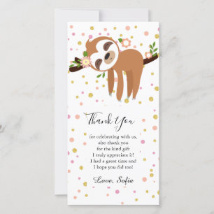 sloth, cute sloth, animal illustration thank you card
