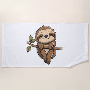 Sloth Cute Sloth Cute Cartoon Beach Towel