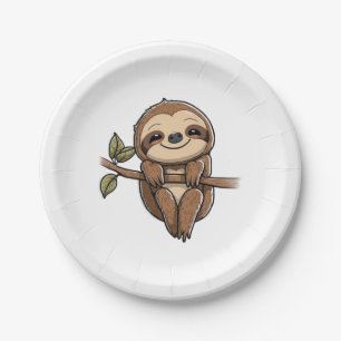 Sloth Cute Sloth Cute Cartoon Paper Plate