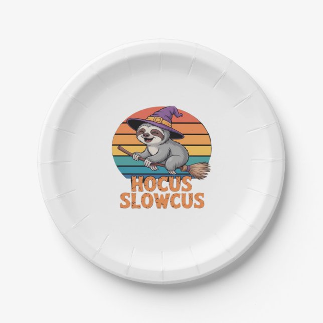 Sloth Cute Witch Funny Halloween Essential T-Shirt Paper Plate (Front)