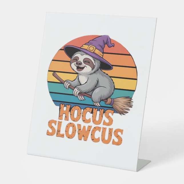 Sloth Cute Witch Funny Halloween Essential T-Shirt Pedestal Sign (Front)