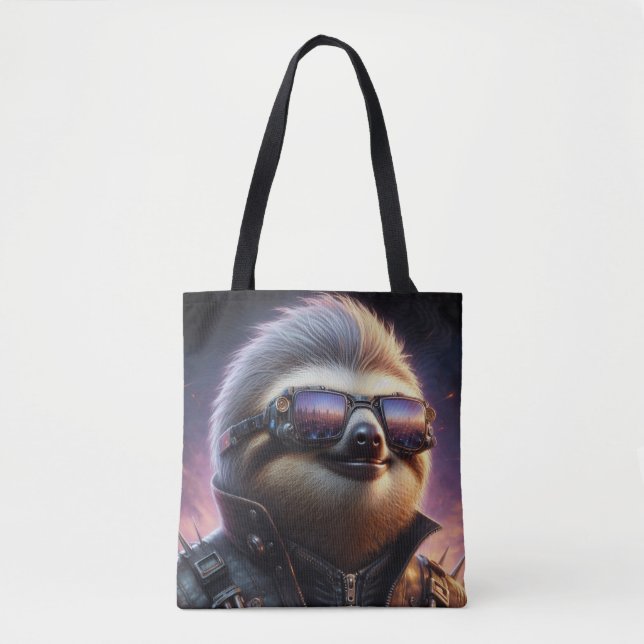 Sloth Cyberpunk Tote Bag (Front)