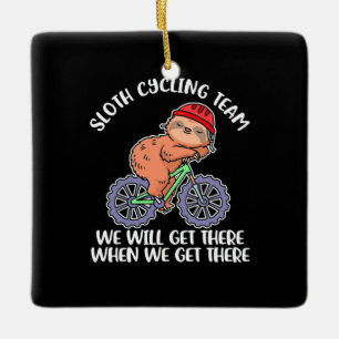 Sloth Cycling Team Ceramic Ornament