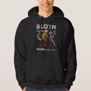 Sloth Cycling Team Funny Lazy Sloth On A Bike Bic Hoodie