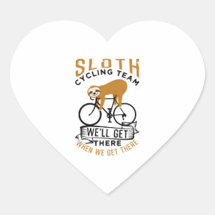 Sloth Cycling Team Heart Sticker