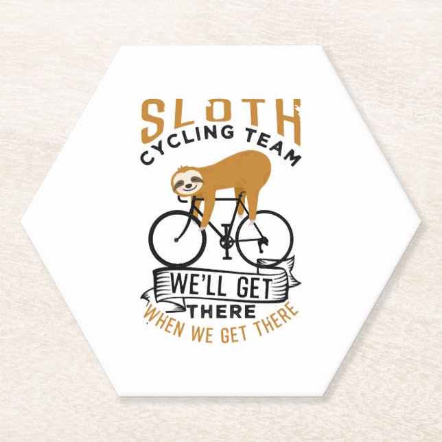 Sloth Cycling Team   Paper Coaster (Front)