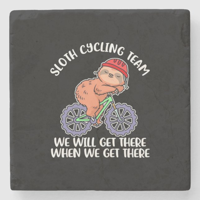 Sloth Cycling Team Stone Coaster (Front)