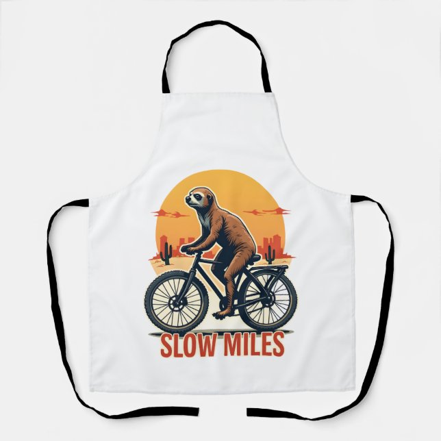 Sloth Cycling Vintage Adventure Mountain Ride Apron (Front)