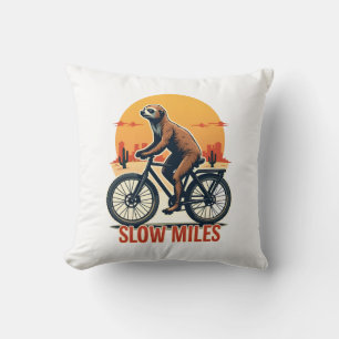 Sloth Cycling Vintage Adventure Mountain Ride Cushion