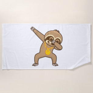 Sloth dab beach towel